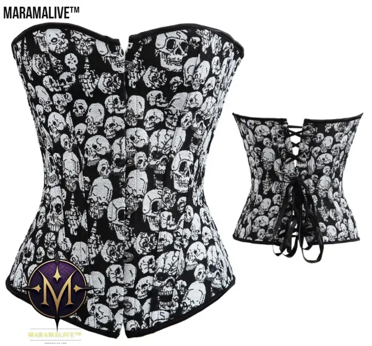 Gothic Women's Corset and Bustier sexy Skull Costume Top Showgirl hot Clubwear Shirt Lace up Boned Plus Size S-6XL