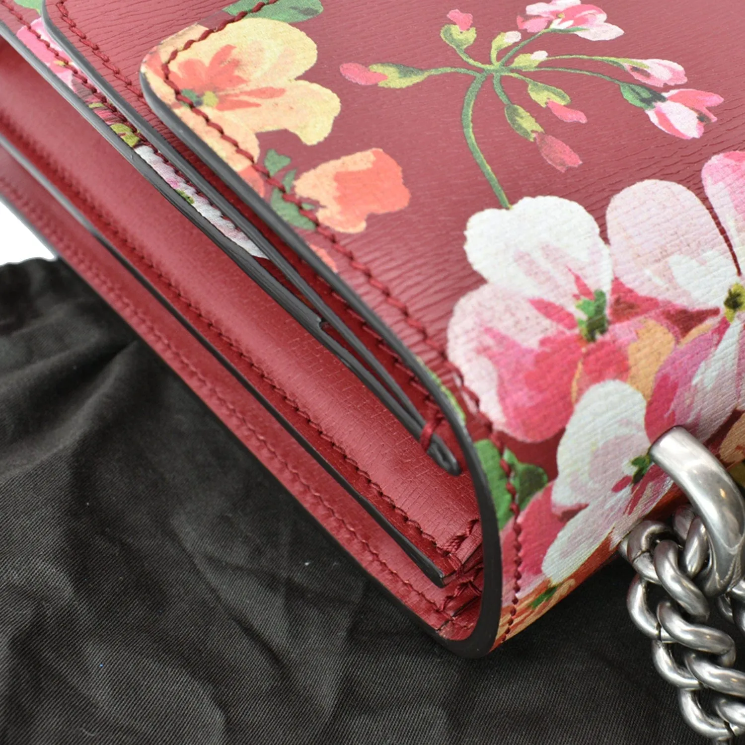 GUCCI Dionysus Floral Blooms Leather Shoulder Bag Red 400235