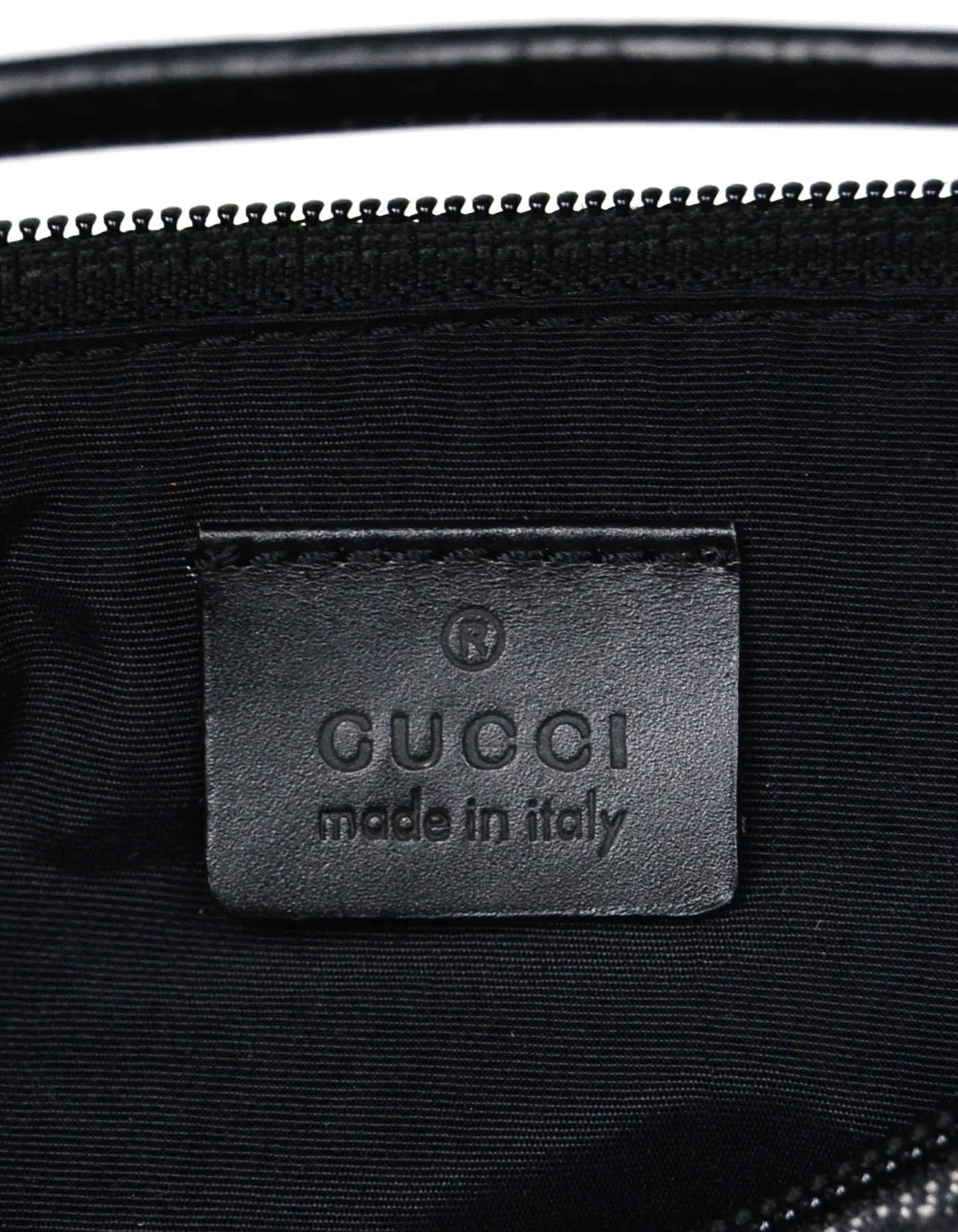 Gucci Vintage Black Denim Monogram Baguette Bag
