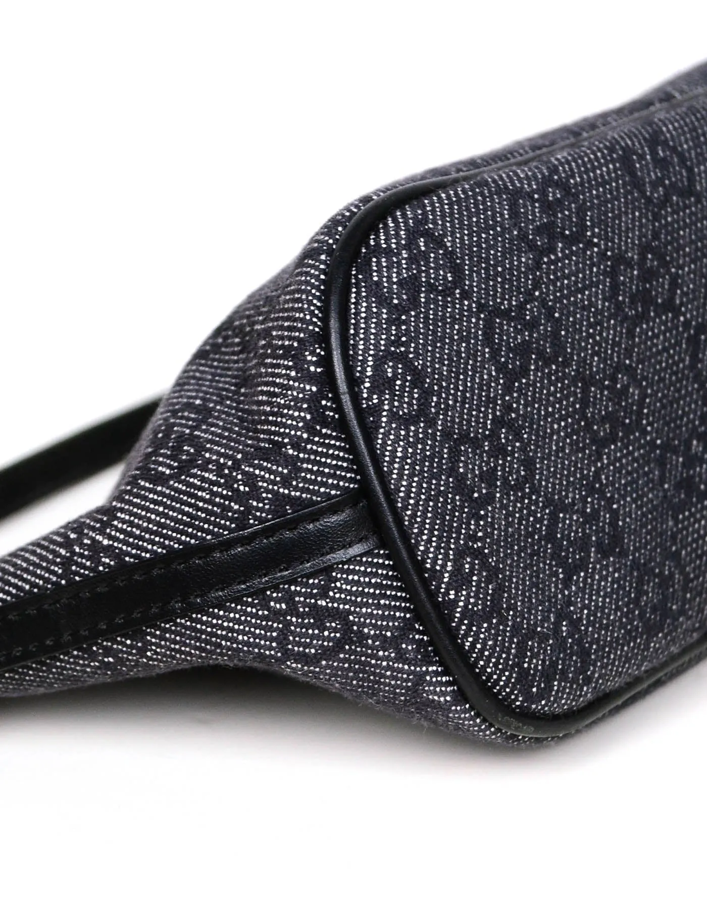 Gucci Vintage Black Denim Monogram Baguette Bag