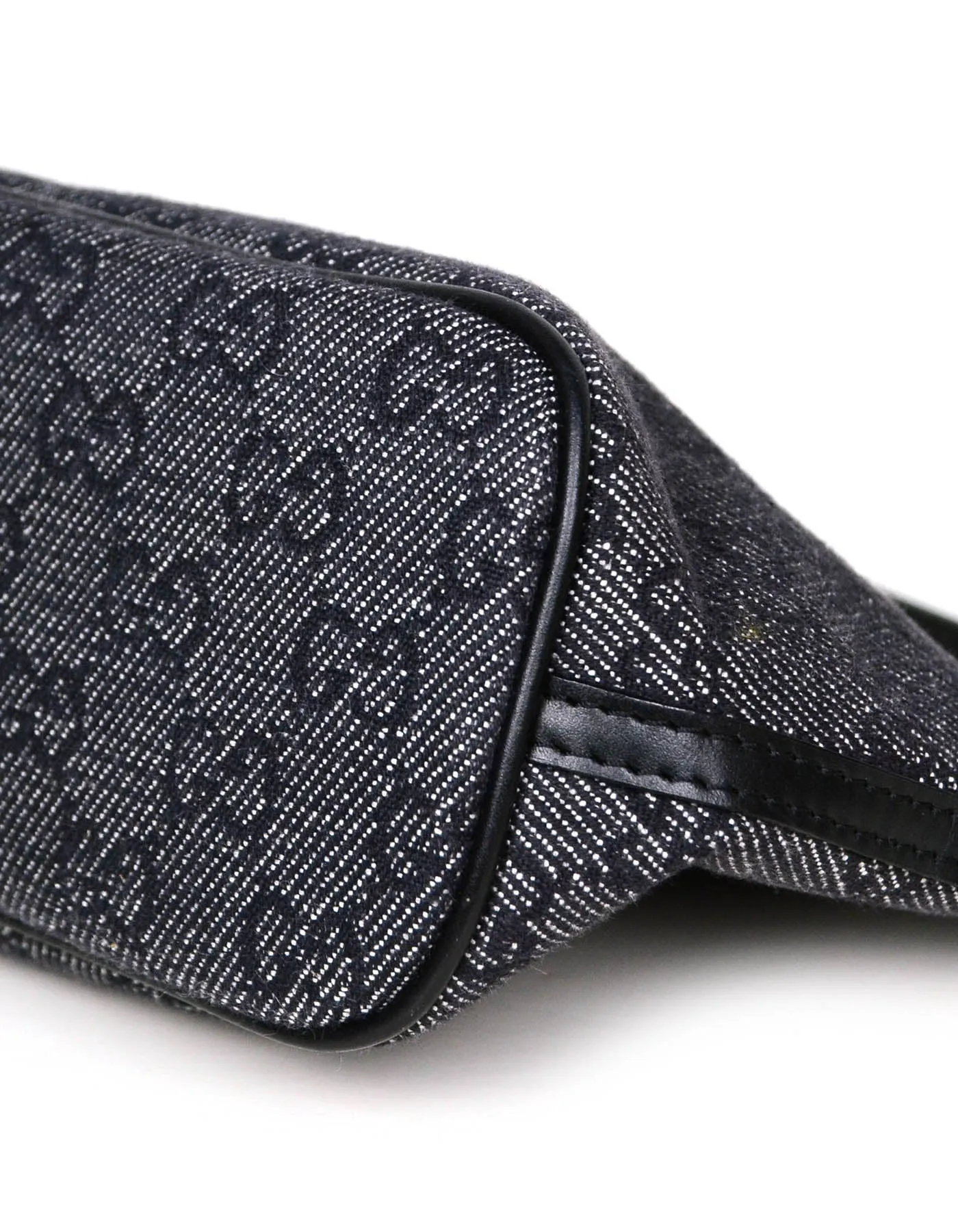 Gucci Vintage Black Denim Monogram Baguette Bag