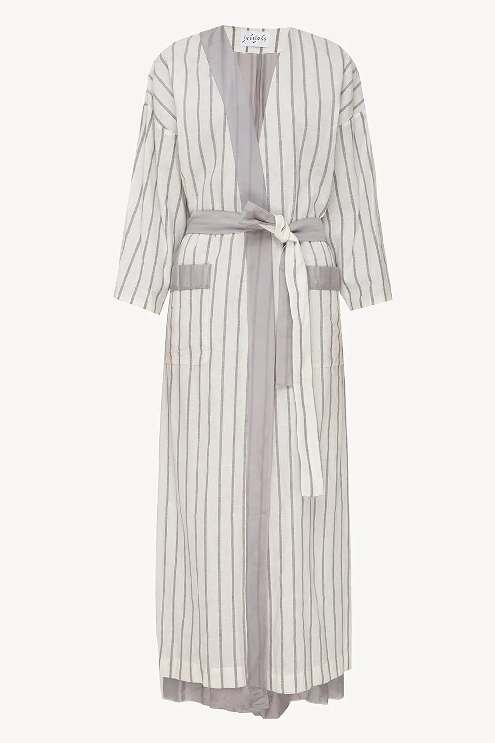 Halos Robe in Dusted Lines on White
