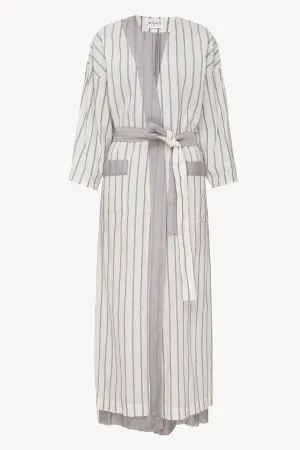 Halos Robe in Dusted Lines on White