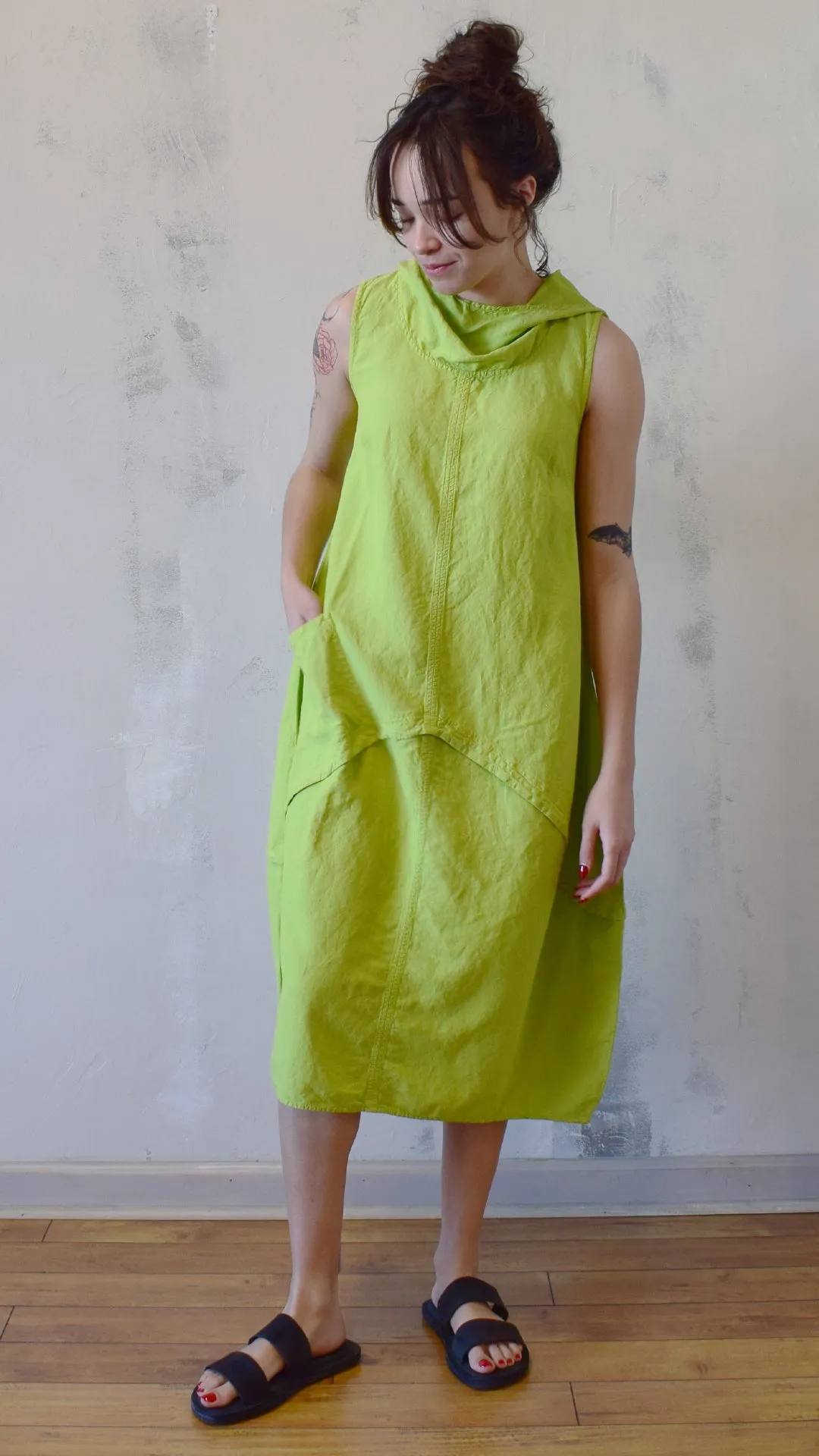 Hooded Lime Dress