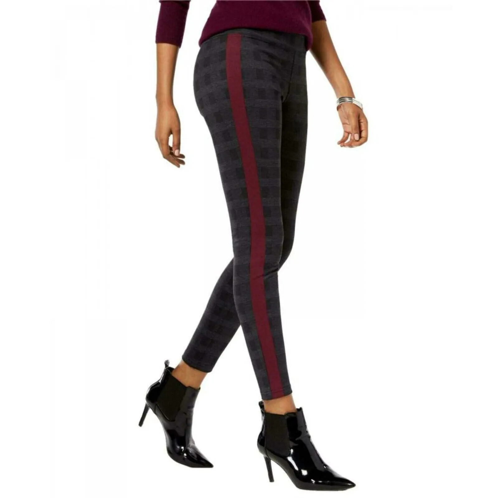 HUE Women's Menswear Plaid Tuxedo Leggings. U19948