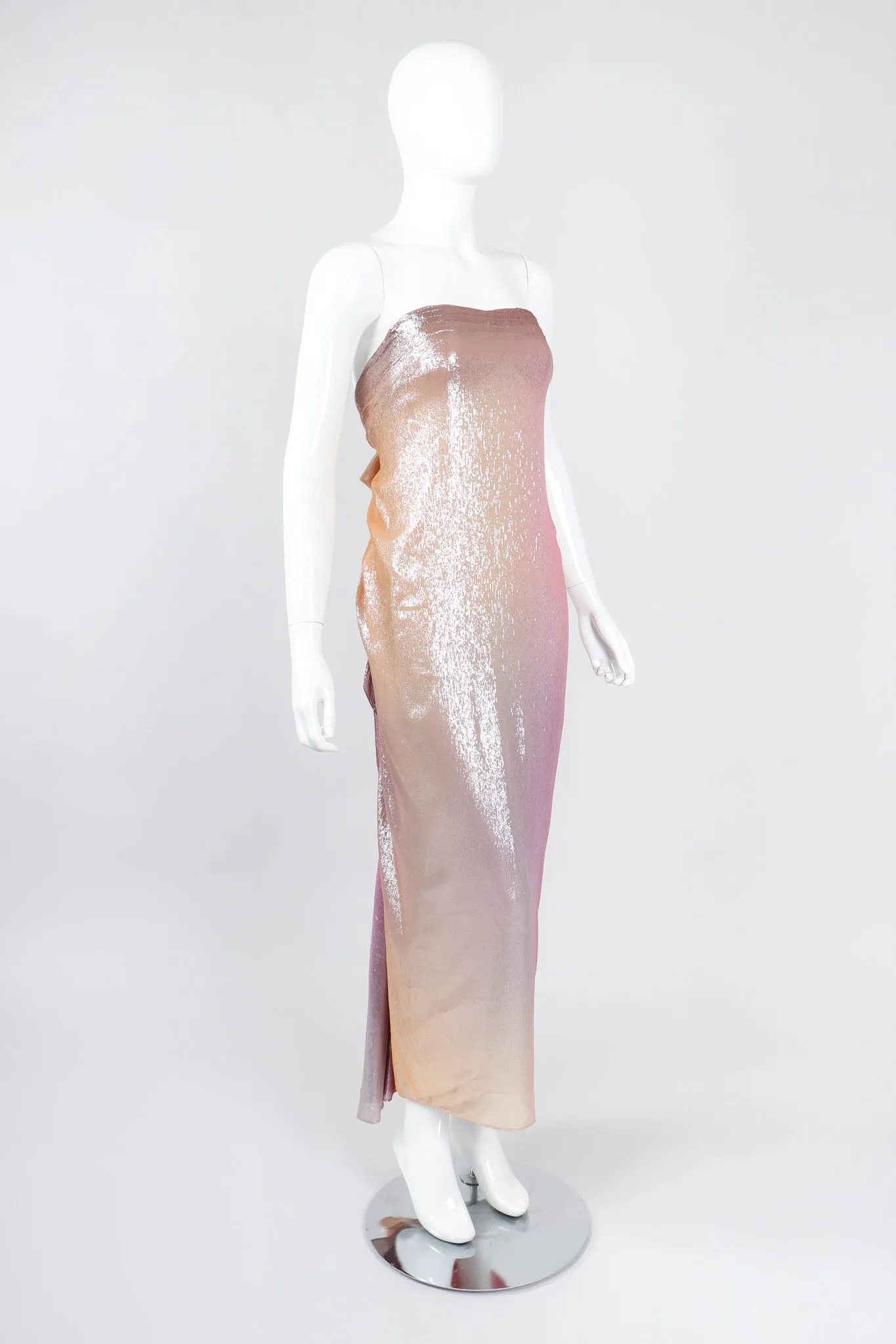 Iridescent Lamé Strapless Gown