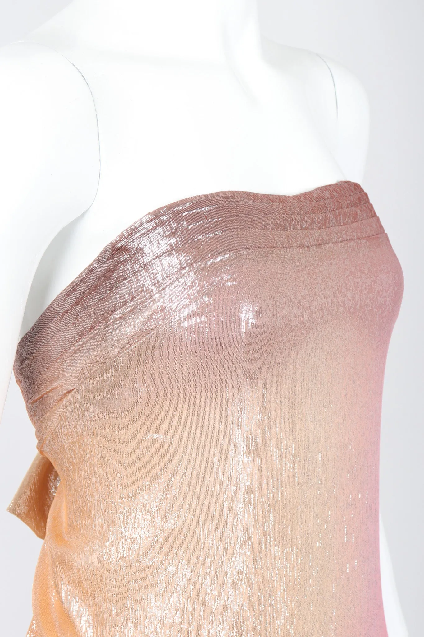 Iridescent Lamé Strapless Gown