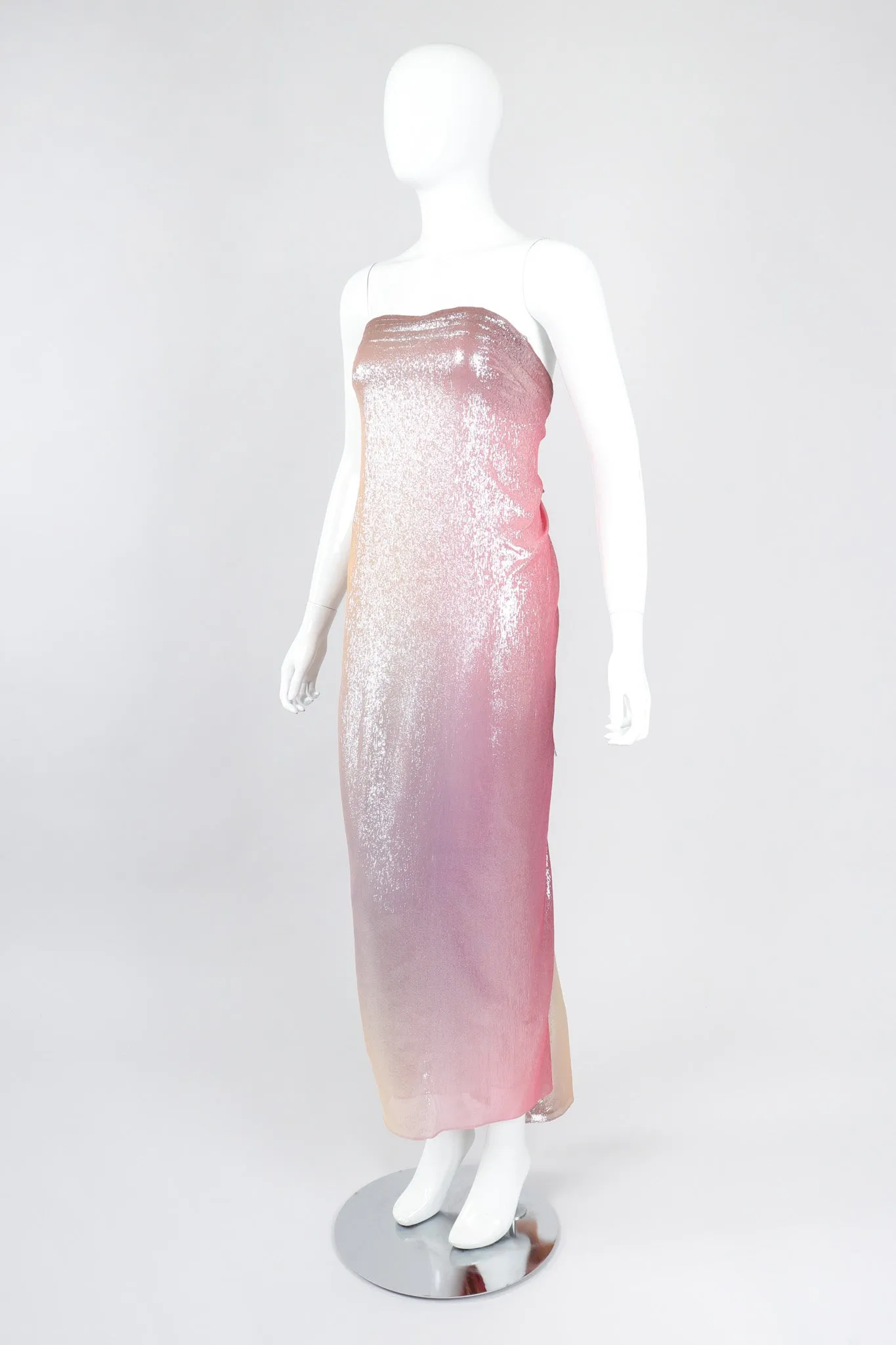 Iridescent Lamé Strapless Gown