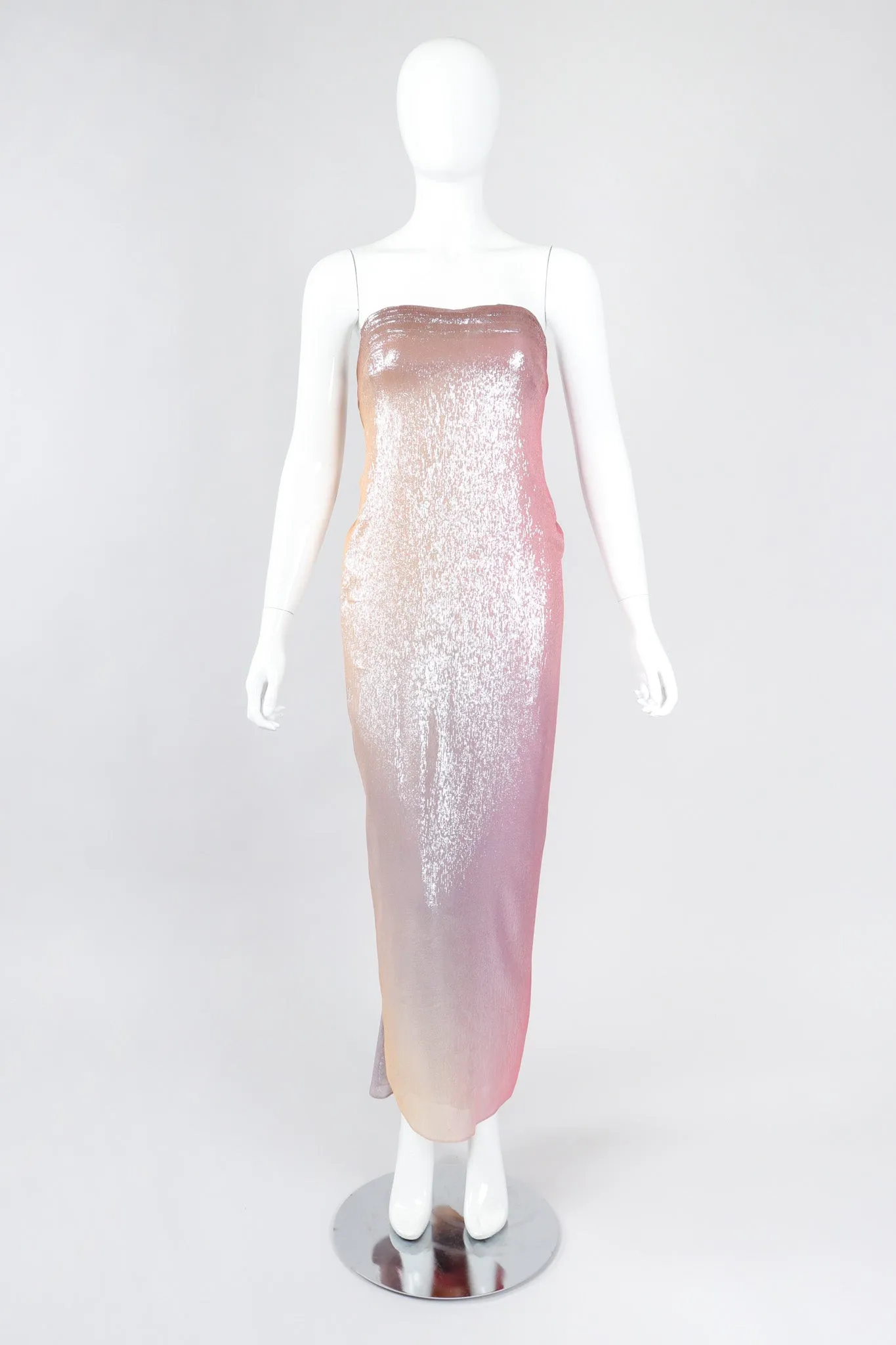 Iridescent Lamé Strapless Gown