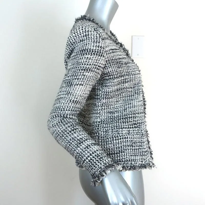 IRO Jacket Unplug Silver/White Metallic Tweed Size 36 Open Front