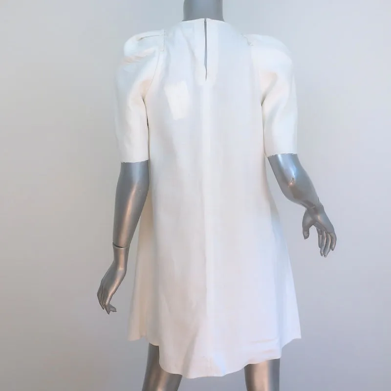 Isabel Marant Etoile Godwin Puff Sleeve Mini Dress Cream Linen-Blend Size 36 NEW