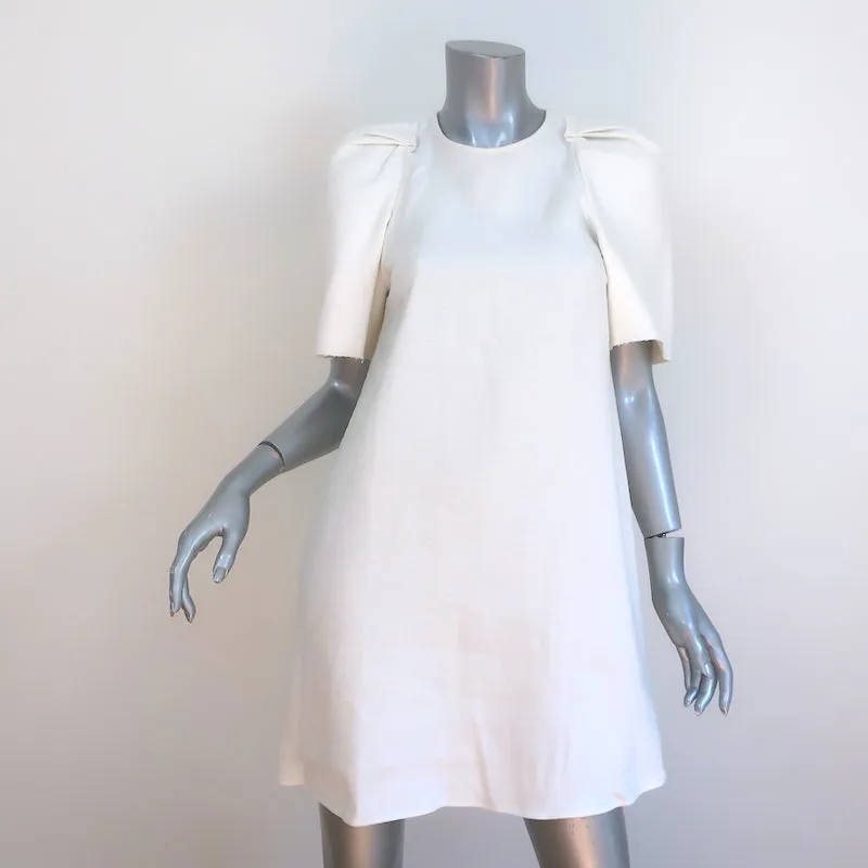 Isabel Marant Etoile Godwin Puff Sleeve Mini Dress Cream Linen-Blend Size 36 NEW