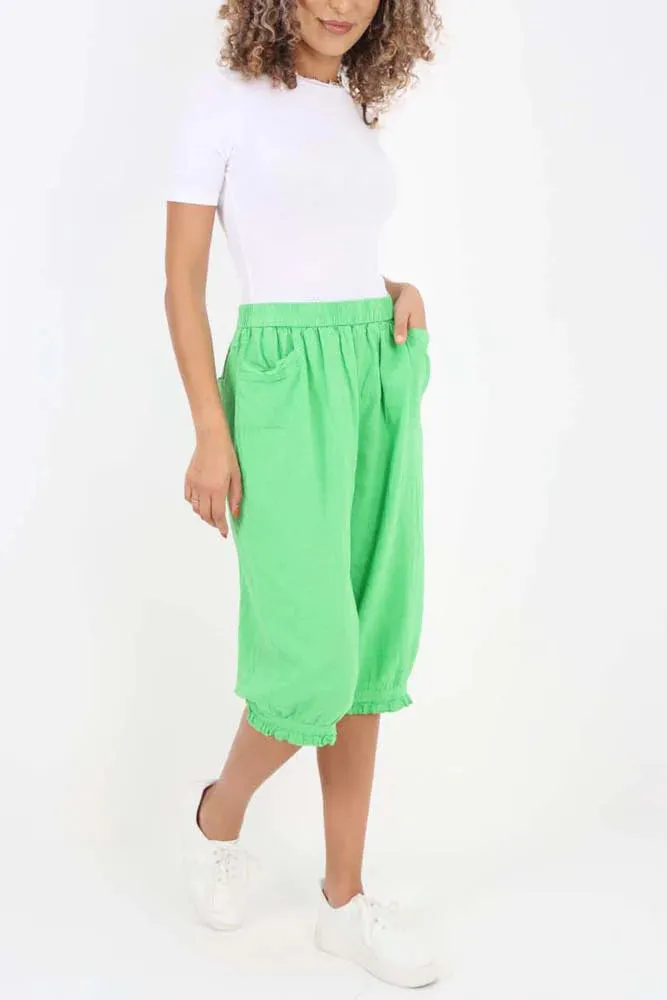 Italian Frill Hem 3/4 Linen Jogger