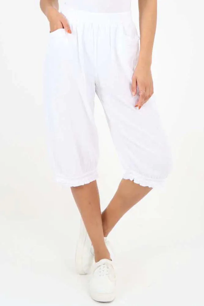 Italian Frill Hem 3/4 Linen Jogger