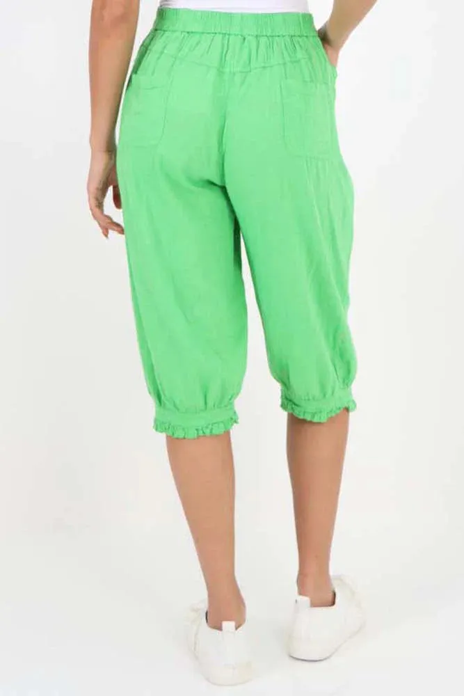 Italian Frill Hem 3/4 Linen Jogger