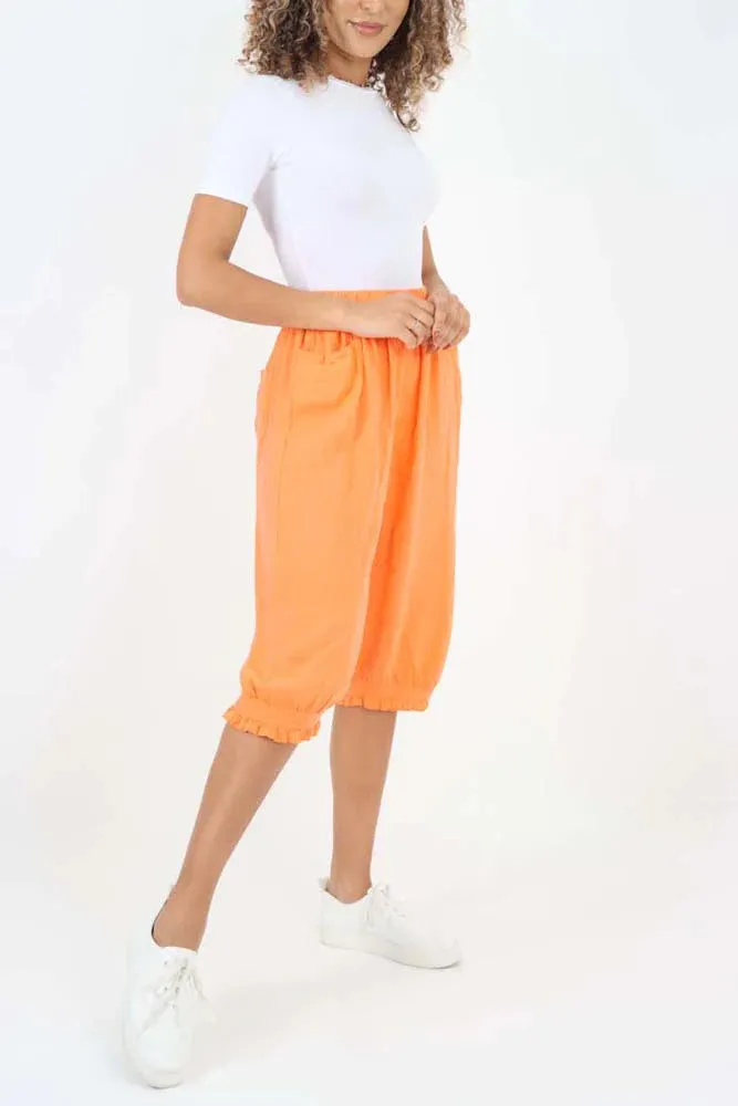 Italian Frill Hem 3/4 Linen Jogger