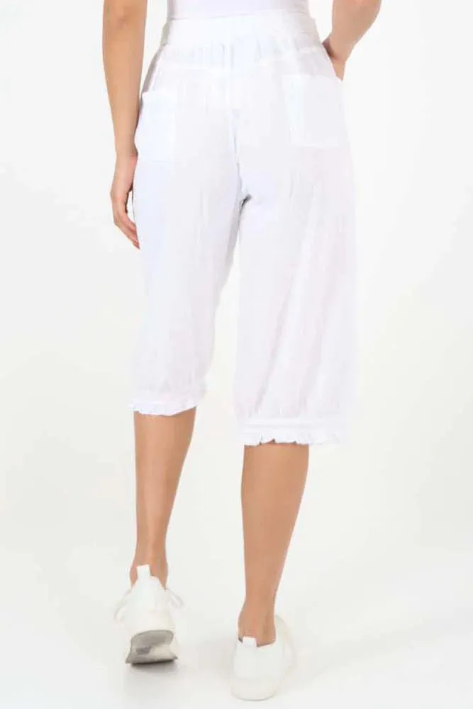 Italian Frill Hem 3/4 Linen Jogger