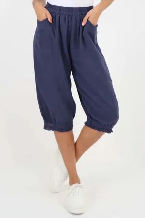 Italian Frill Hem 3/4 Linen Jogger