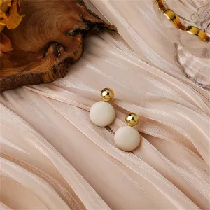 Ivory Man-Made Leather & 18K Gold-Plated Round Drop Earrings