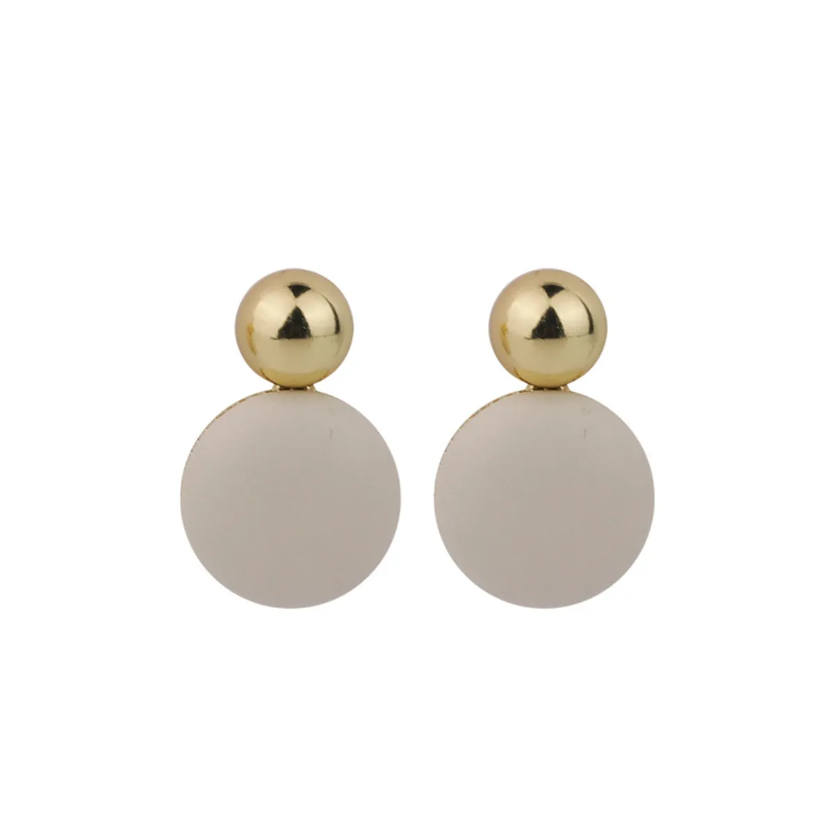Ivory Man-Made Leather & 18K Gold-Plated Round Drop Earrings