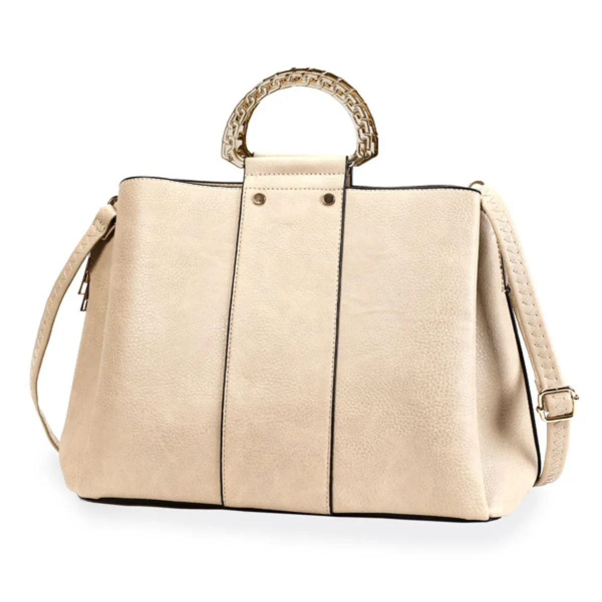 Ivory Rigid Top Handle Handbag