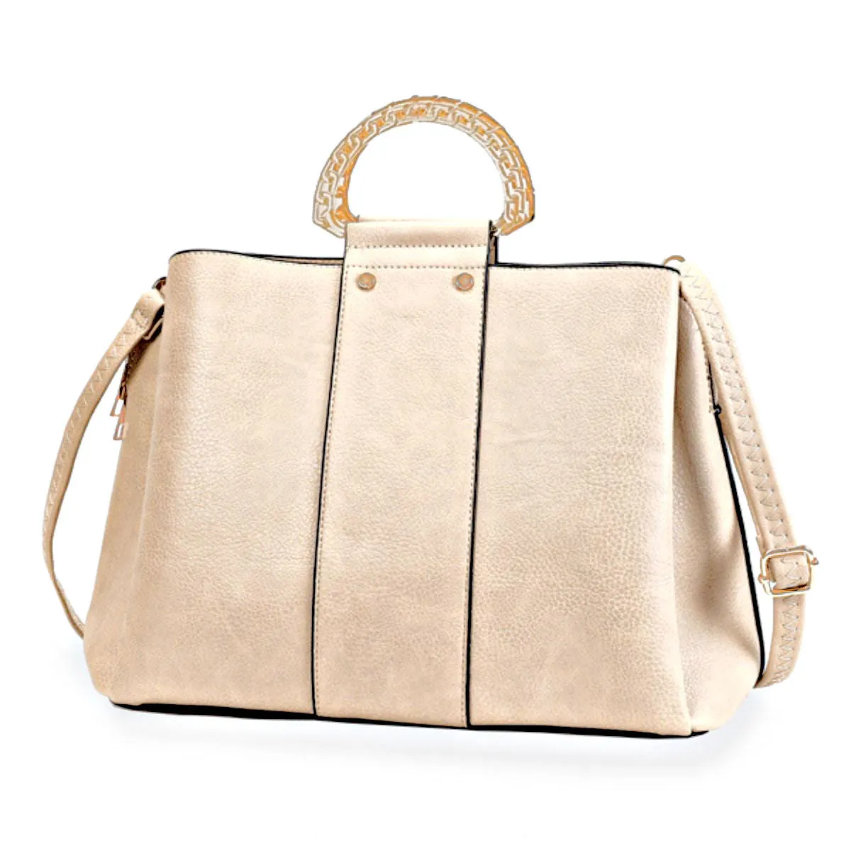 Ivory Rigid Top Handle Handbag