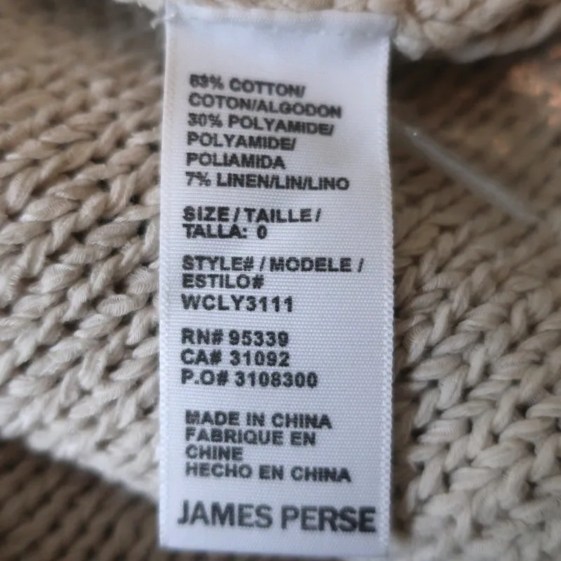 James Perse Dip-Dyed Pullover Sweater Black/Cream Cotton-Linen Size 0