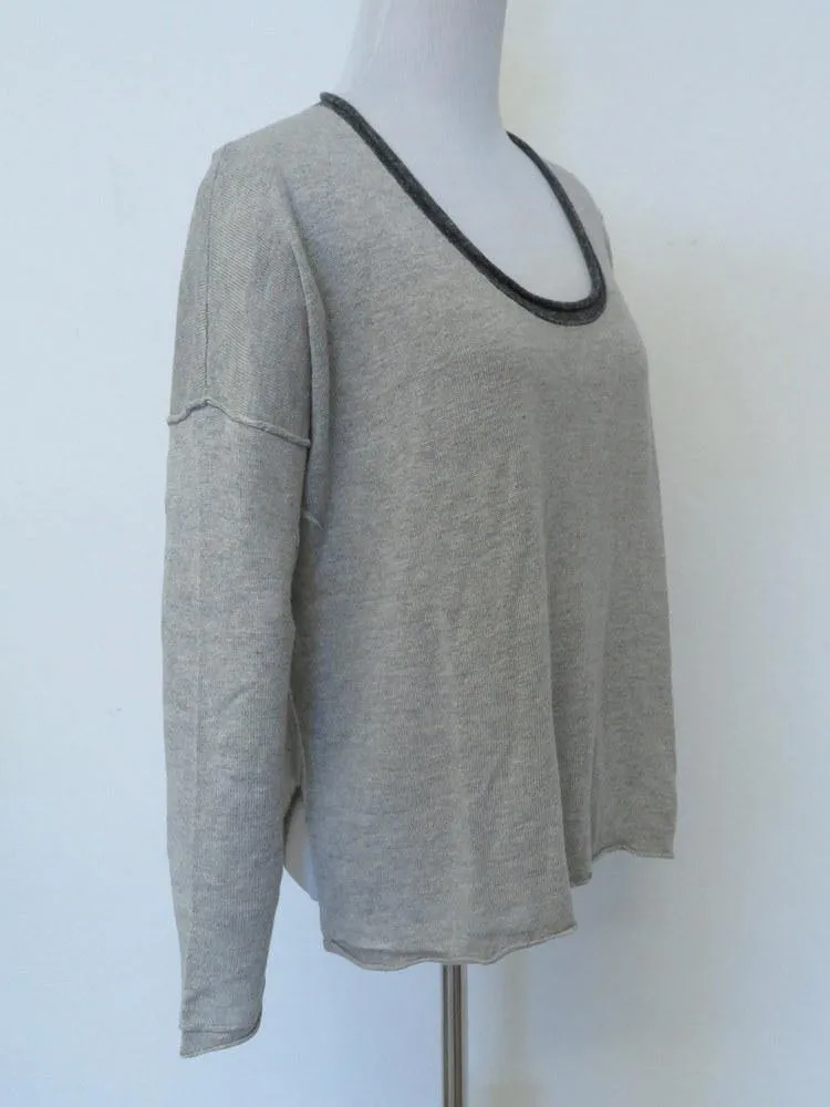 James Perse Women's Sweater: Gray Linen Blend Size 0, Pre-owned