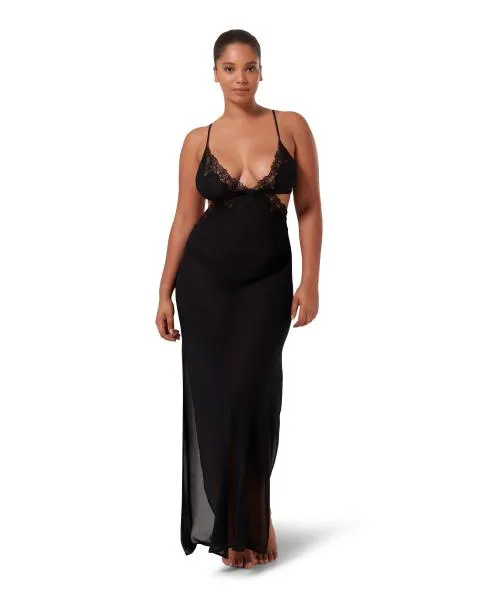 Julianne Long Chemise - Black -