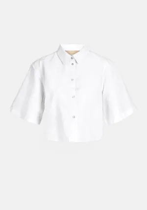 JX Lulu SS Cropped Linen Blend Shirt
