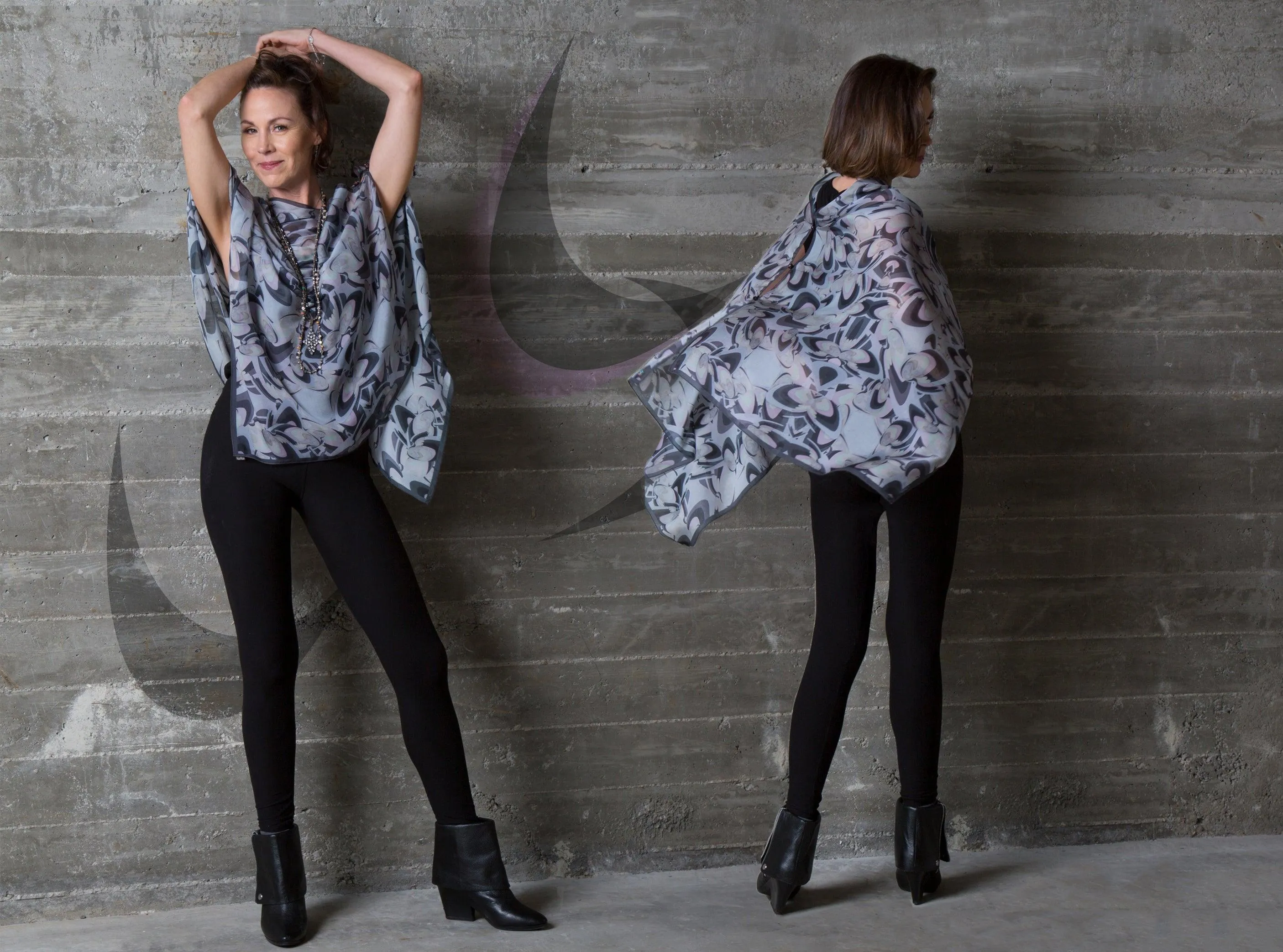 Kaleidoscope Silk Chiffon Scarf Wrap