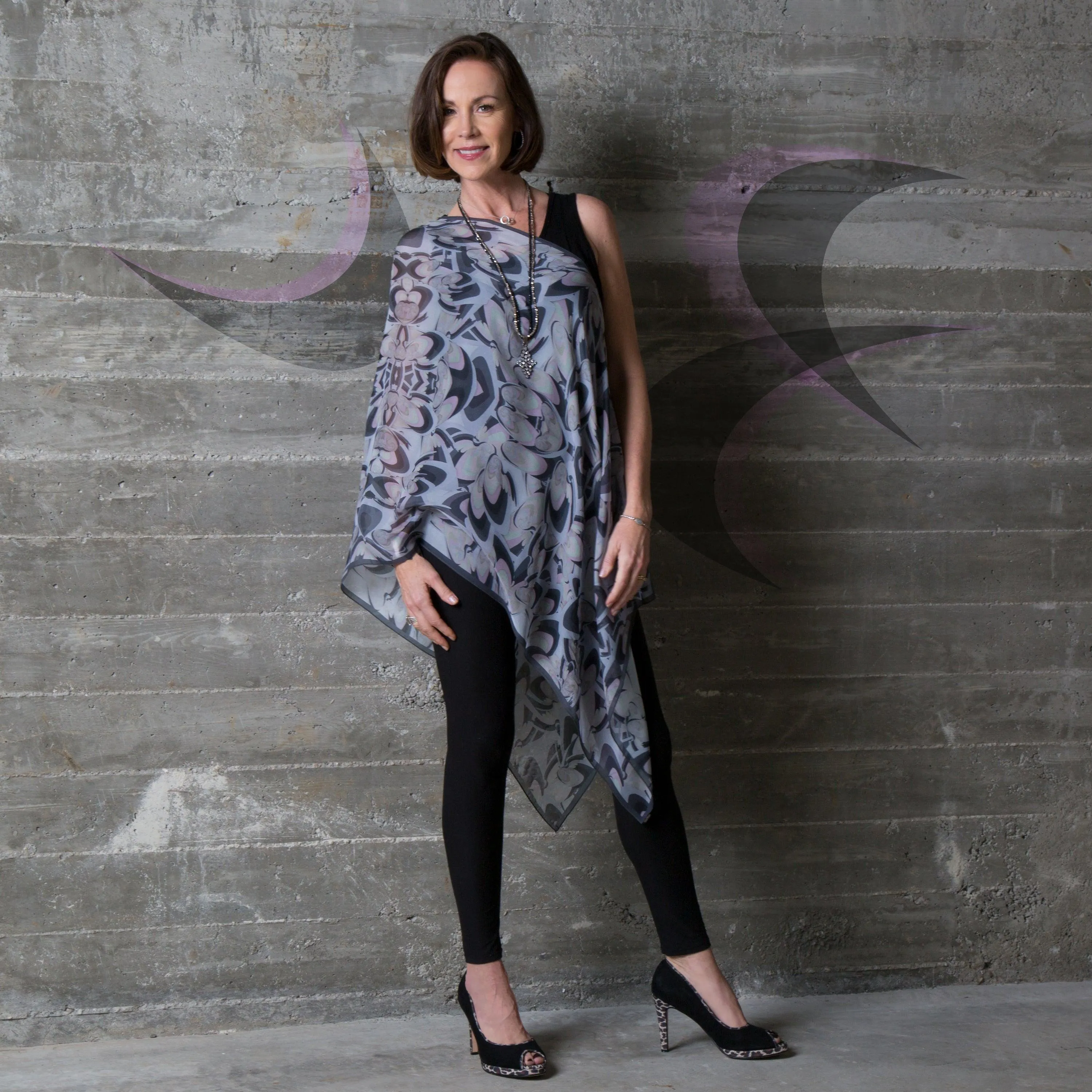 Kaleidoscope Silk Chiffon Scarf Wrap