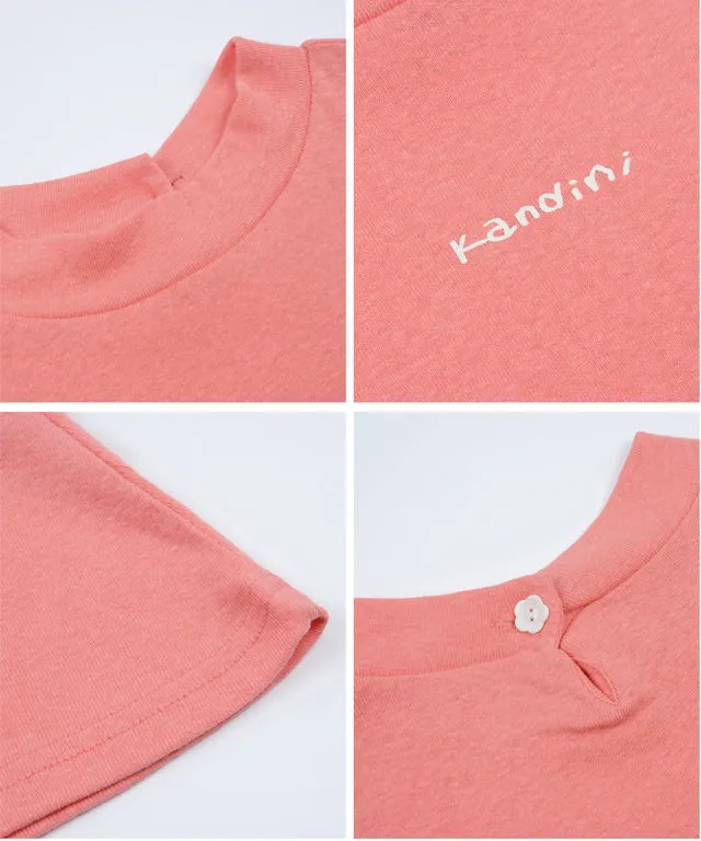 KANDINI Half-neck Sleeveless T-shirts - Coral