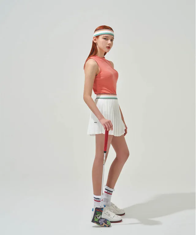 KANDINI Half-neck Sleeveless T-shirts - Coral