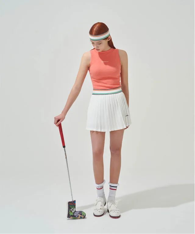 KANDINI Half-neck Sleeveless T-shirts - Coral