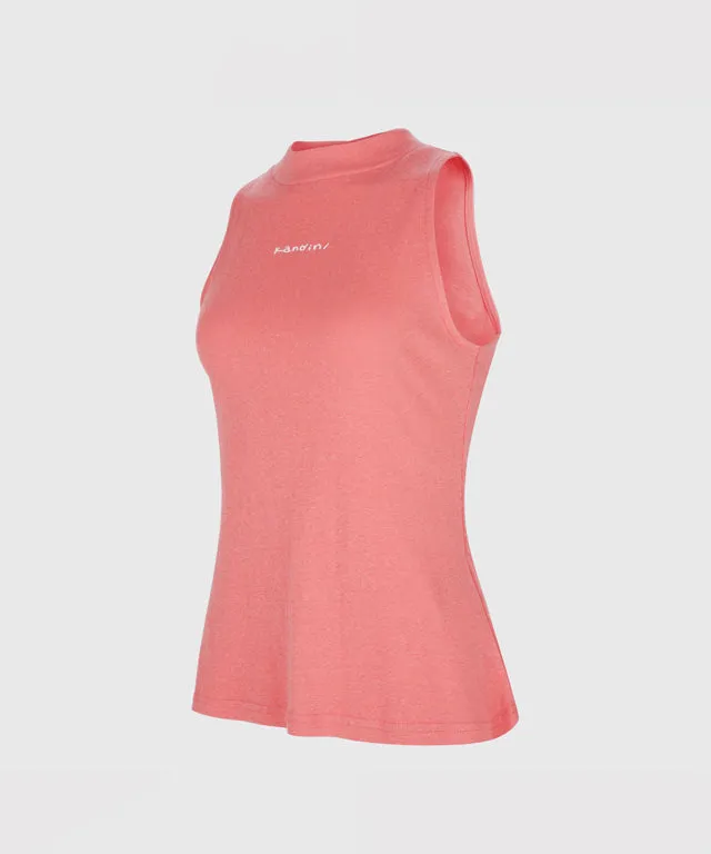 KANDINI Half-neck Sleeveless T-shirts - Coral