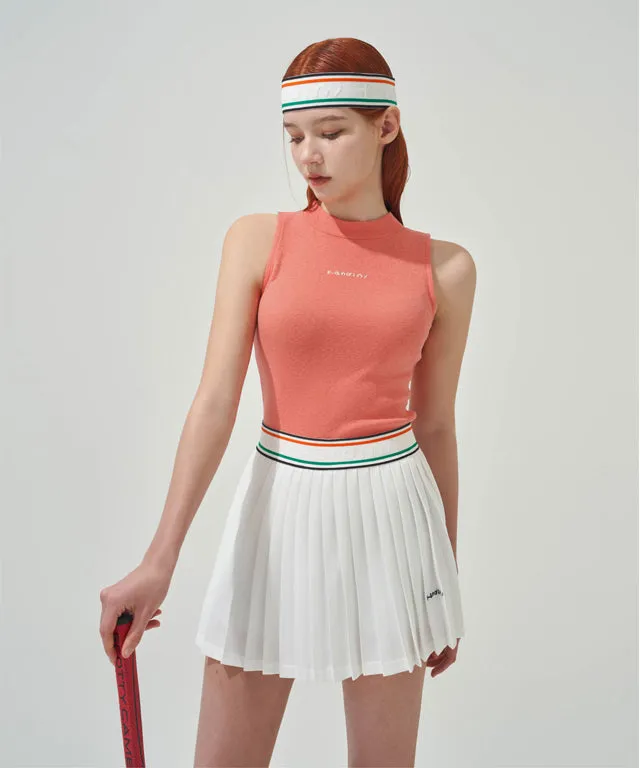 KANDINI Half-neck Sleeveless T-shirts - Coral