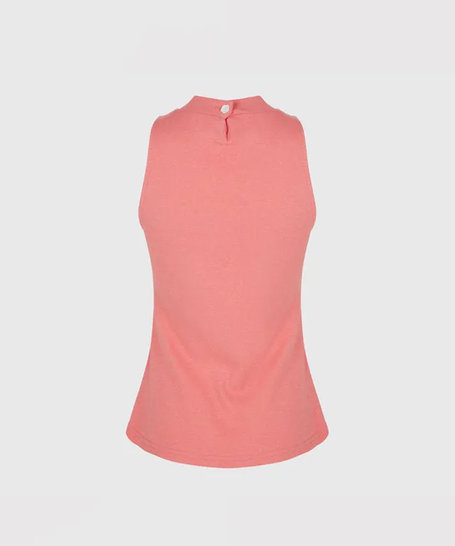 KANDINI Half-neck Sleeveless T-shirts - Coral