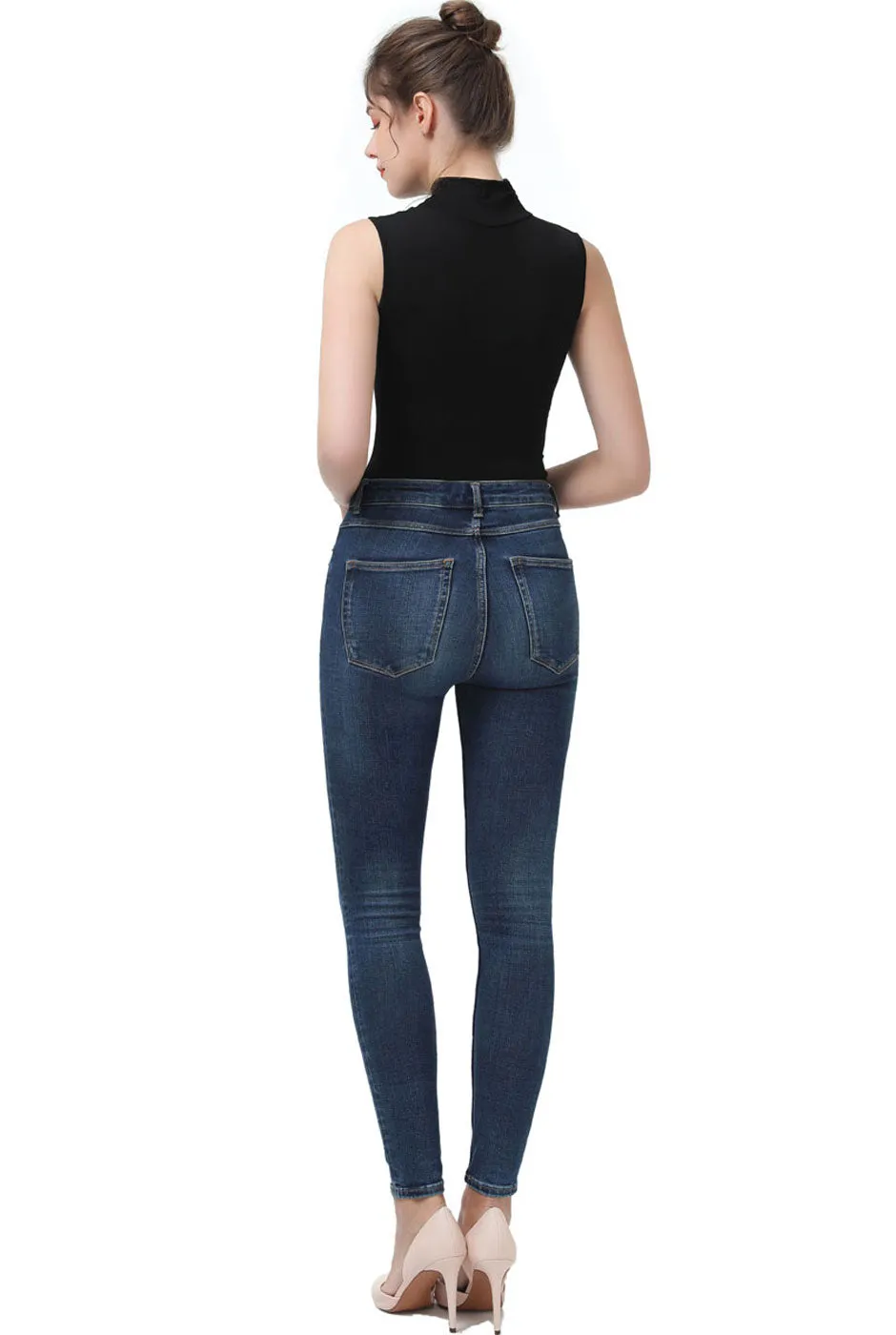 Kimi   Kai Women's Turtleneck Sleeveless Bodysuit