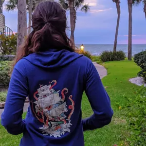 Kraken Lightweight Zip Hoodie - Navy