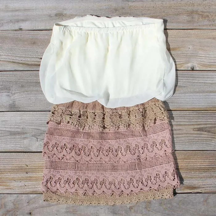 Laced Aura Dress in Sand