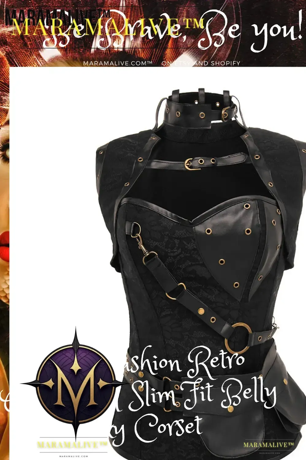 Ladies Fashion Retro Gothic PU Slim Fit Belly Sexy Corset
