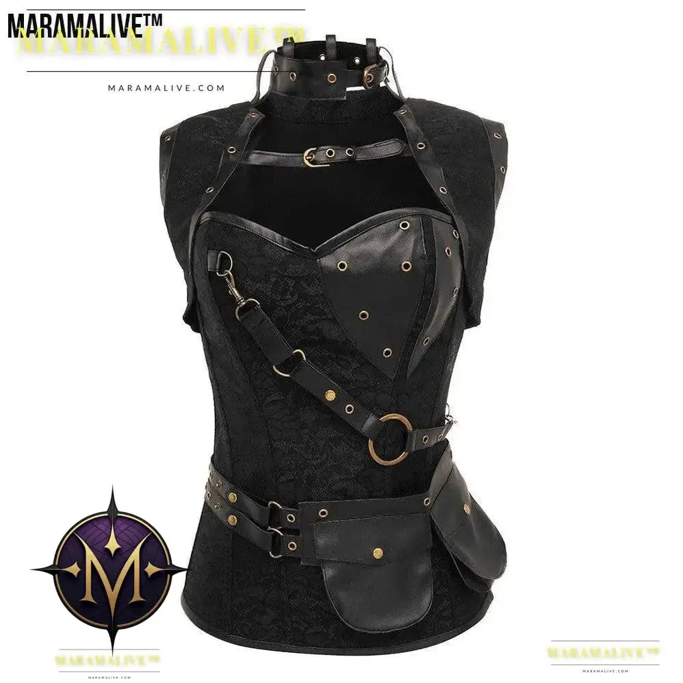 Ladies Fashion Retro Gothic PU Slim Fit Belly Sexy Corset