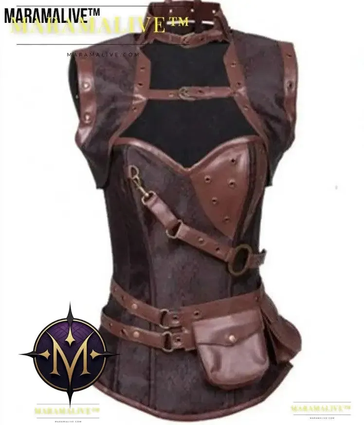 Ladies Fashion Retro Gothic PU Slim Fit Belly Sexy Corset