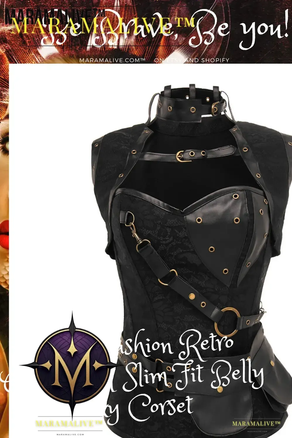 Ladies Fashion Retro Gothic PU Slim Fit Belly Sexy Corset