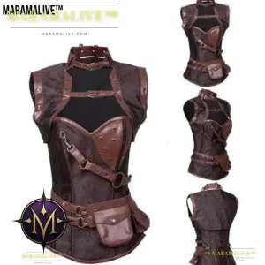 Ladies Fashion Retro Gothic PU Slim Fit Belly Sexy Corset