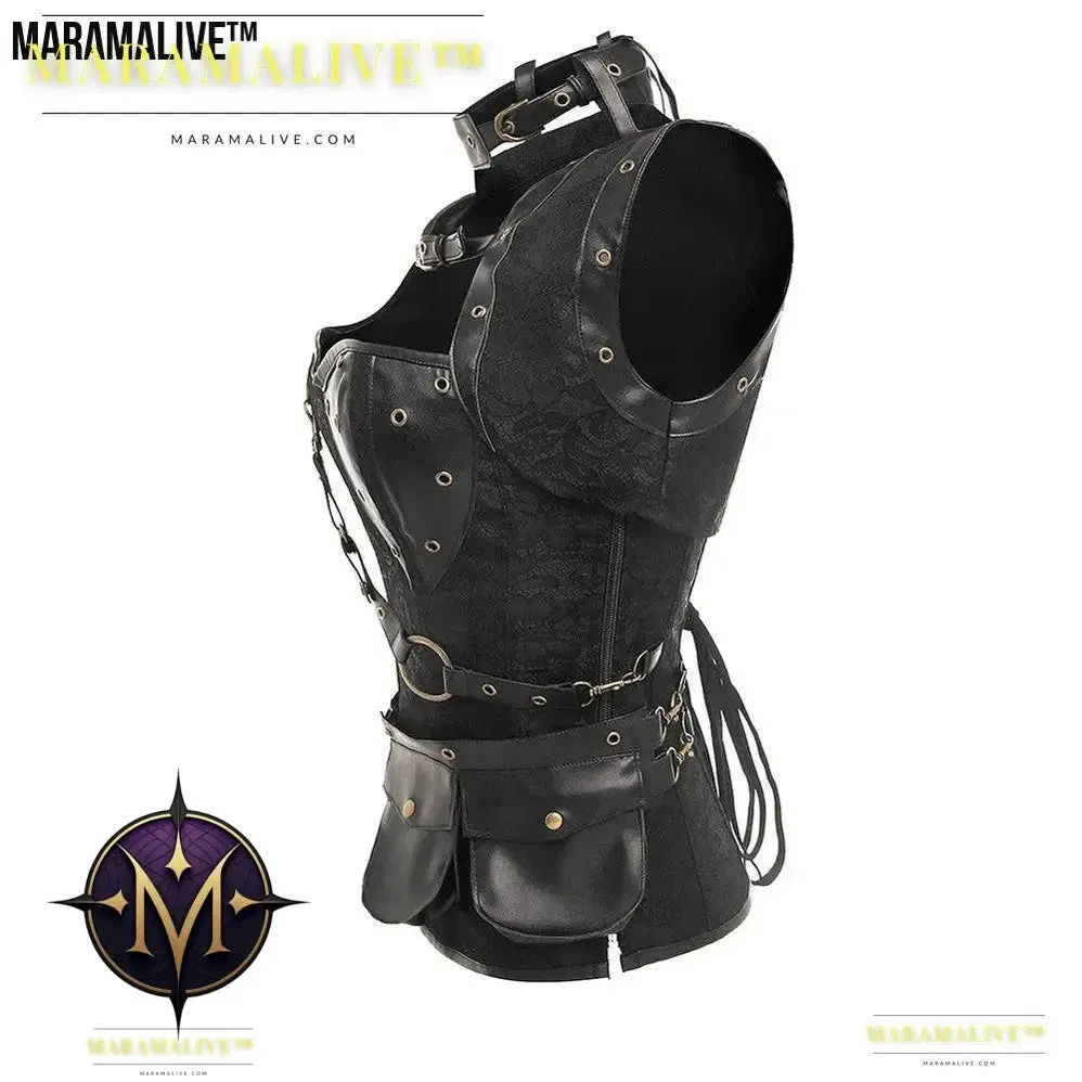 Ladies Fashion Retro Gothic PU Slim Fit Belly Sexy Corset