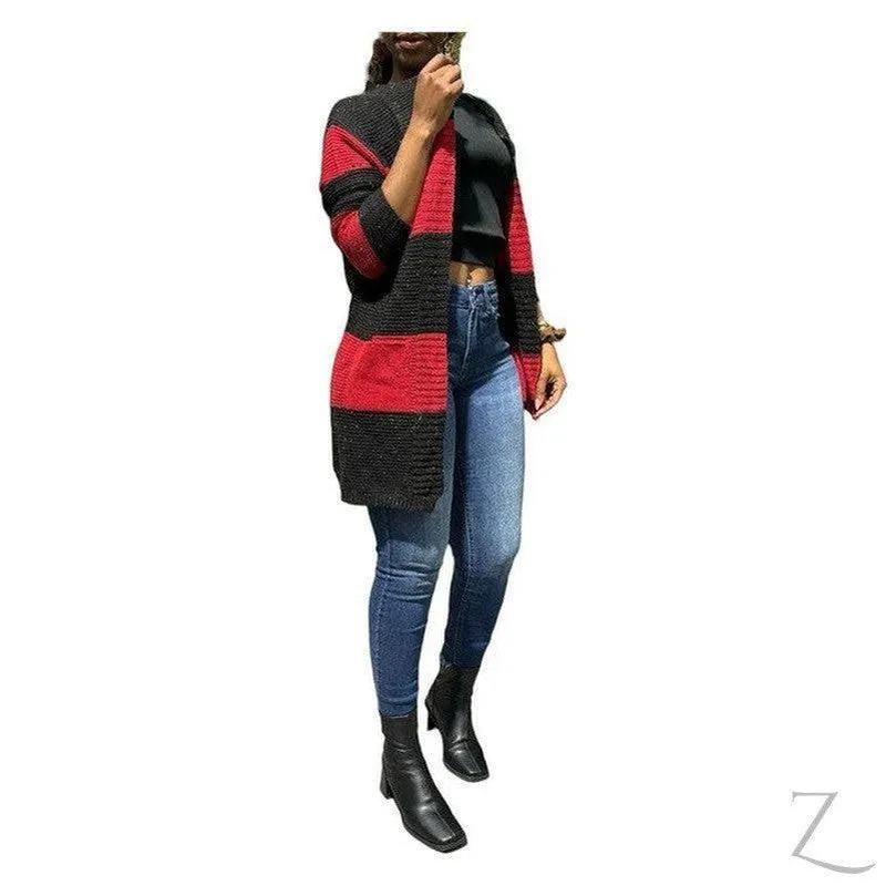 Ladies Open Front Woolly Cardigan | Long | "Zia"