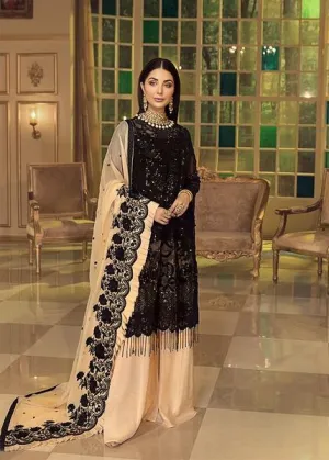 Latest Chiffon embroidered Pakistani Eid wear in black color # P2484