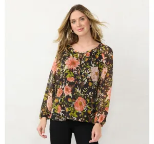 Lc Lauren Conrad Women's Tie-Front Peasant Top WL23W033RP